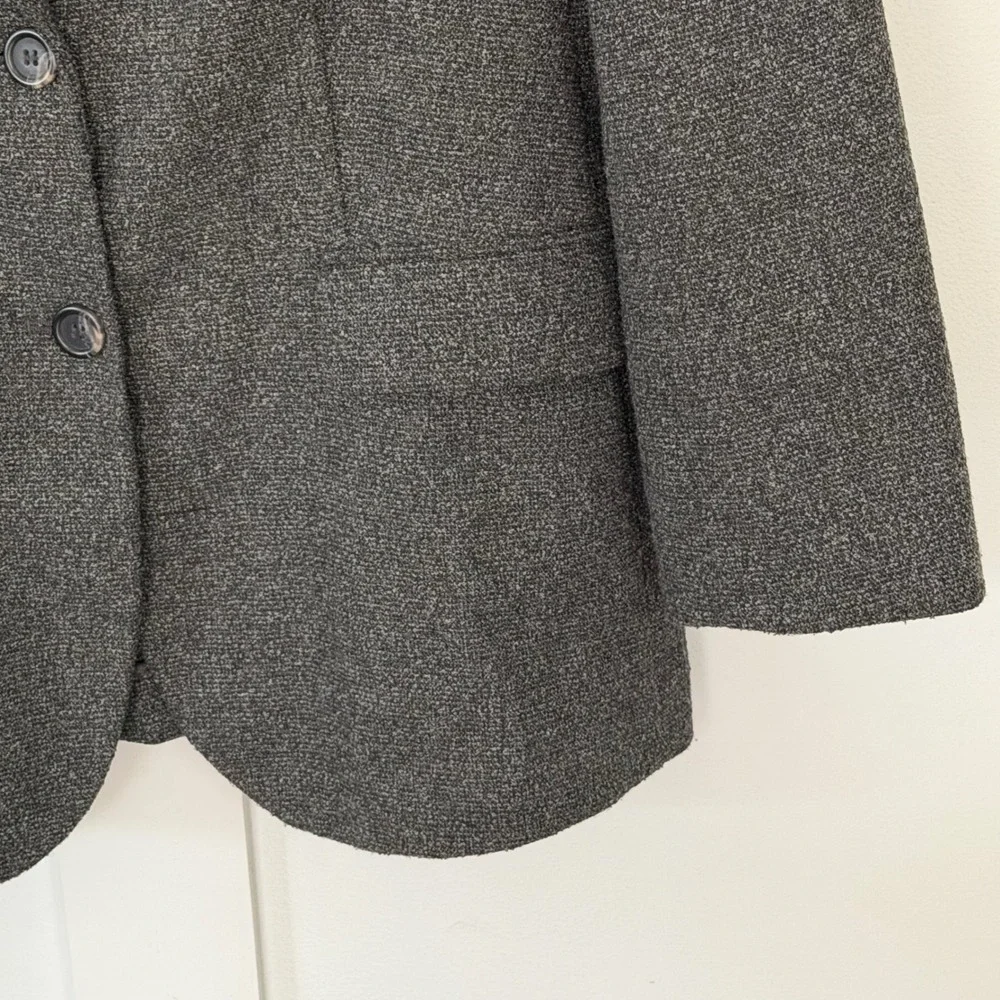 J. Jill Blazer Jacket Gray‎ Career Office Wool Blend Knit Classic Stretch Medium